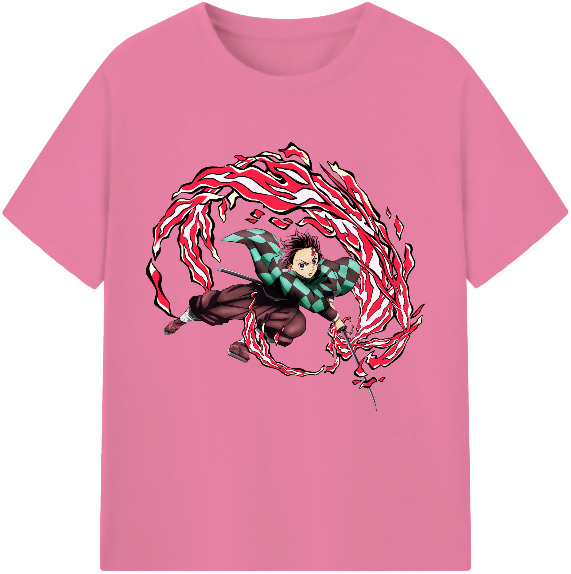 （画像用） 鬼滅の刃 竈門 炭治郎／かまど たんじろう Kamado Tanjirou 綿100％半袖Tシャツ（フロントプリント）